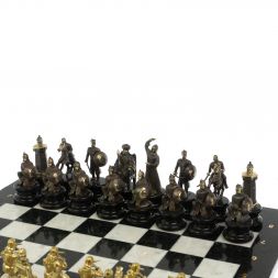Шахматы "Турецко-Европейская война" бронза мрамор 48х48 см