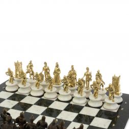 Шахматы "Турецко-Европейская война" бронза мрамор 48х48 см