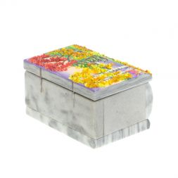 Шкатулка с рисунком "Осень" серый мрамор 10х6,5х6 см