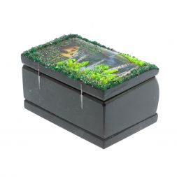 Шкатулка "Хозяйка медной горы" из змеевика 10х6,5х5,5 см