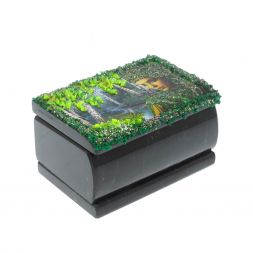 Шкатулка "Хозяйка медной горы" из змеевика 10х6,5х5,5 см
