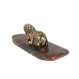Лев из бронзы на яшме 7х2х3 см