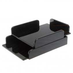 Лоток для бумаг А4 двухъярусный черный обсидиан