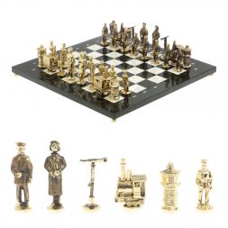 Шахматы сувенирные "Железнодорожники" бронза мрамор 40х40 см