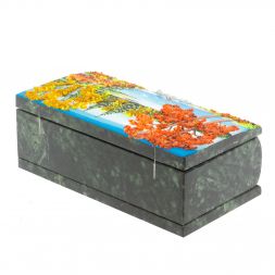 Шкатулка "Купюра. Осень" из шабровского змеевика 18х9,5х7 см