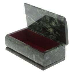 Шкатулка "Купюра. Зима" из шабровского змеевика 18х9,5х7 см