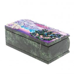Шкатулка "Купюра. Зима" из шабровского змеевика 18х9,5х7 см
