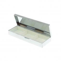 Таблетница на 3 отделения камень жадеит цвет серебро