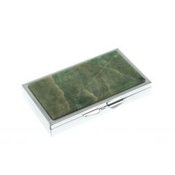 Таблетница на 7 отделений камень жадеит серебристая