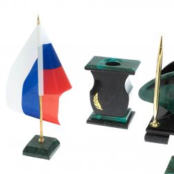 Настольный набор "Орел" из змеевика с бюваром