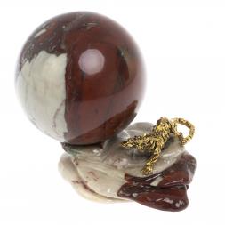 Композиция "Тигр на скале с шаром" камень креноид