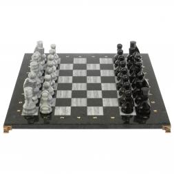 Шахматы с каменными фигурами мрамор гранит 44х44 см