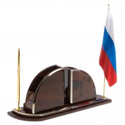 Настольный набор с флагом "Полумесяц" камень обсидиан