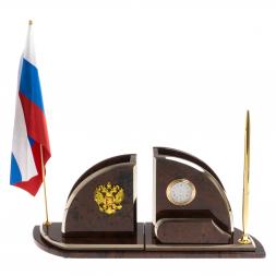 Настольный набор с флагом "Полумесяц" камень обсидиан