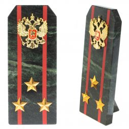 Сувенир погон "Полковник ВС" камень змеевик