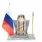Настольный набор "Погон Полковник МВД" с часами мрамор