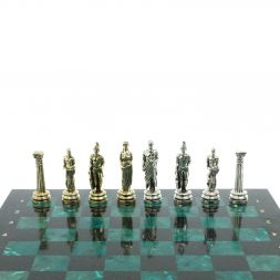 Шахматы "Олимпийские игры" доска 44х44 см из мрамора и змеевика