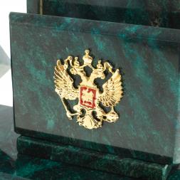 Письменный набор "Герб РФ" камень змеевик