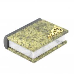 Шкатулка в виде книги "Книжка" камень змеевик малая 9,5x8x3 см