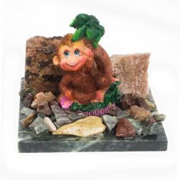 Сувенир &amp;quot;Обезьянка на пальме №4&amp;quot; змеевик