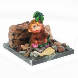 Сувенир &amp;quot;Обезьянка на пальме №4&amp;quot; змеевик