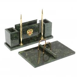 Настольный набор "Советник" с гербом РФ шабровский змеевик