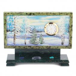 Часы с рисунком "Зима" змеевик