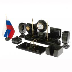 Письменный набор "Директор" камень змеевик 9 предметов