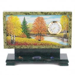 Часы с рисунком "Осень" змеевик