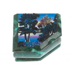 Шкатулка с расписной крышкой "Зимняя ночь" 11х9х6,5 см