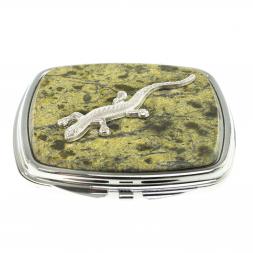 Зеркало закругленное из змеевика прямая ящерица цвет серебро