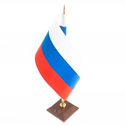 Флагшток с флагом РФ на подставке из лемезита