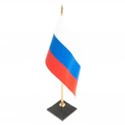 Флагшток с флагом РФ на подставке из черного змеевика