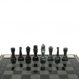 Шахматы "Турнирные" с багетом змеевик гранит