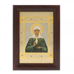 Икона гравюра "Матрона Московская" багет 12,5х17,5х1 см Златоуст