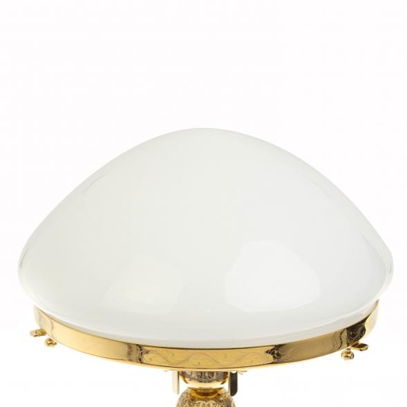 Лампа настольная из малахита с белым плафоном 129973