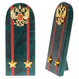 Сувенир погон "Подполковник МВД" камень змеевик