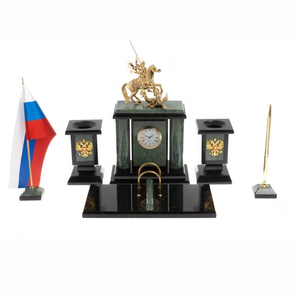 Настольный набор &amp;quot;Георгий Победоносец&amp;quot; офиокальцит 129982