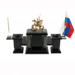 Настольный набор "Георгий Победоносец" офиокальцит