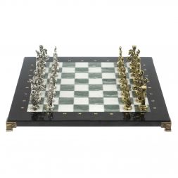 Шахматы подарочные Александр Македонский" доска 36х36 см мрамор / змеевик