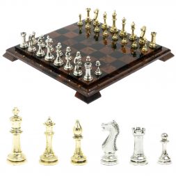 Шахматы "Стаунтон" доска из обсидиана 40х40 см