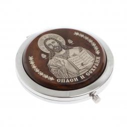 Зеркало с иконой &amp;quot;Спаси и сохрани&amp;quot; из коричневого обсидиана