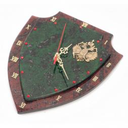 Настенные часы "Щит" бронза змеевик