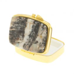 Таблетница на 2 отделения камень амазонит дымчатый кварц цвет золото