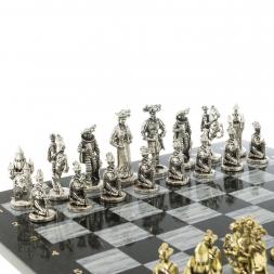 Подарочные шахматы "Средневековье" доска 44х44 см из мрамора