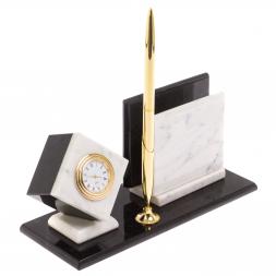 Визитница "Куб" из белого мрамора 22,5х8,5х11,5 см