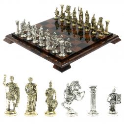 Шахматы "Римские войны" доска 40х40 см из обсидиана