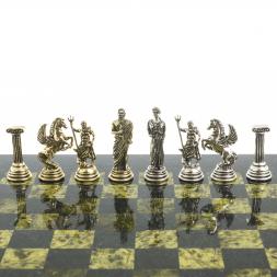 Шахматы "Олимпийские игры" доска 28х28 см из камня змеевик