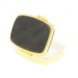 Таблетница на 2 отделения камень золотистый обсидиан цвет золото