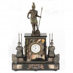 Интерьерные часы из яшмы с бронзой "Спартанец"